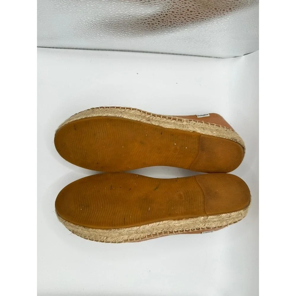 Soludos Womens Tan Pebbled Leather‎ Smoking Slipper Espadrille Flats Shoes